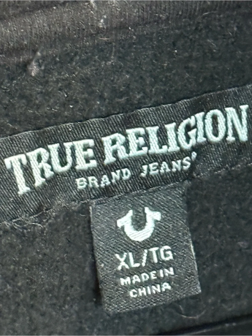 True Religion Black Hoodie with Red Graphic and Sleeve Logo